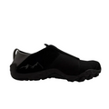 Black slip-on shoe on a white background